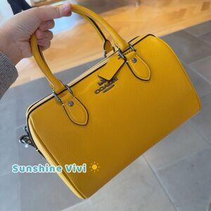 NWT Coach Rowan Satchel CV962 Pebbled Leather/Qb/Turmeric